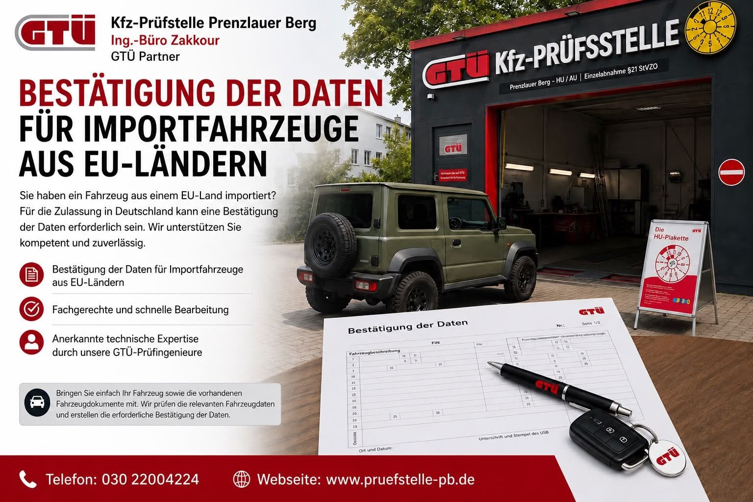 Bestätigung der Daten für Importfahrzeuge aus EU-Ländern